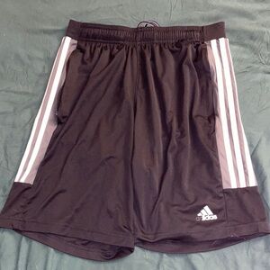 adidas Black Athletic Shorts with White Side Stripes